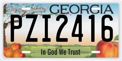 GA license plate PZI2416