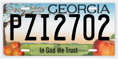 GA license plate PZI2702