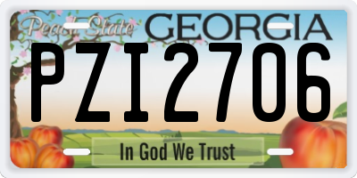 GA license plate PZI2706