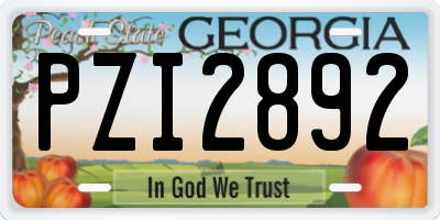 GA license plate PZI2892