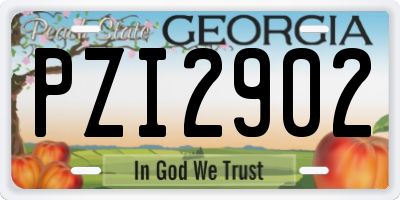 GA license plate PZI2902