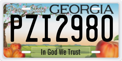 GA license plate PZI2980