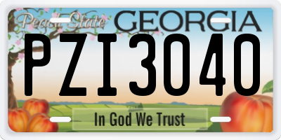 GA license plate PZI3040