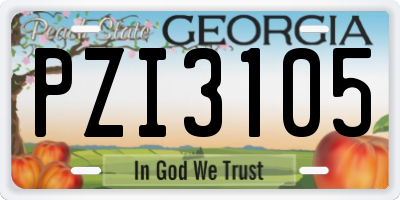 GA license plate PZI3105