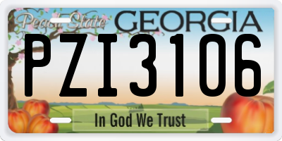 GA license plate PZI3106
