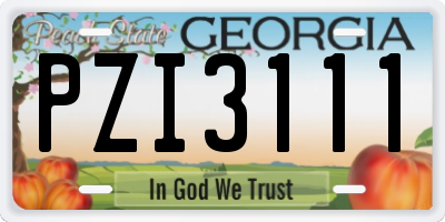 GA license plate PZI3111