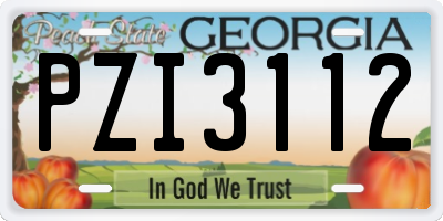 GA license plate PZI3112