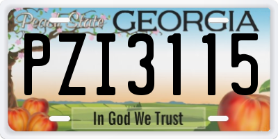GA license plate PZI3115