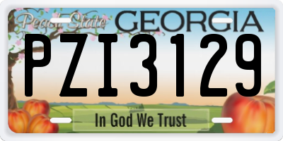 GA license plate PZI3129