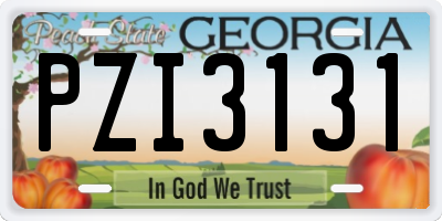 GA license plate PZI3131