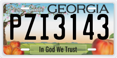 GA license plate PZI3143