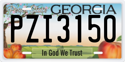 GA license plate PZI3150