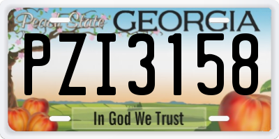 GA license plate PZI3158