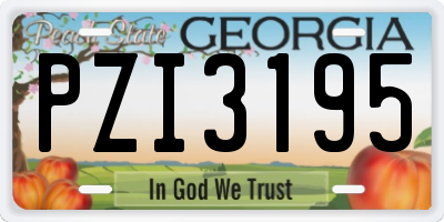GA license plate PZI3195