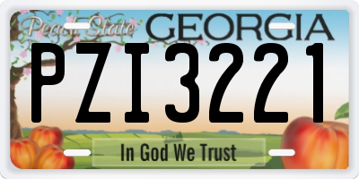 GA license plate PZI3221