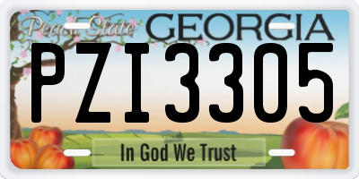 GA license plate PZI3305