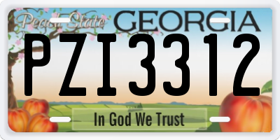 GA license plate PZI3312