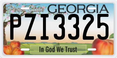 GA license plate PZI3325