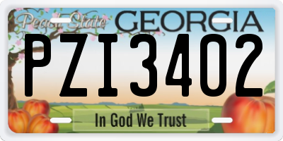 GA license plate PZI3402