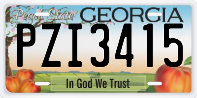 GA license plate PZI3415