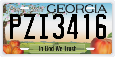 GA license plate PZI3416