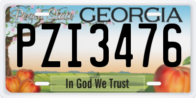 GA license plate PZI3476