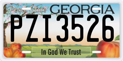 GA license plate PZI3526