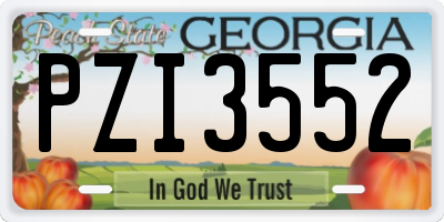 GA license plate PZI3552