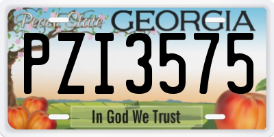 GA license plate PZI3575