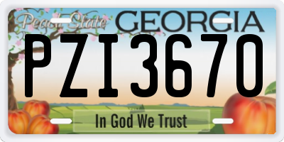 GA license plate PZI3670