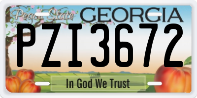 GA license plate PZI3672