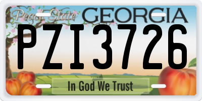 GA license plate PZI3726