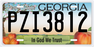 GA license plate PZI3812
