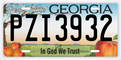 GA license plate PZI3932