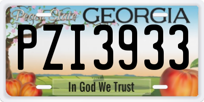 GA license plate PZI3933