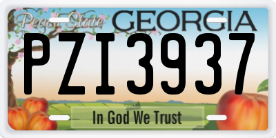 GA license plate PZI3937