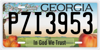 GA license plate PZI3953