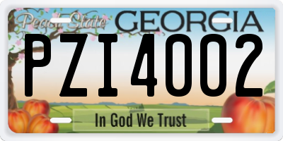 GA license plate PZI4002