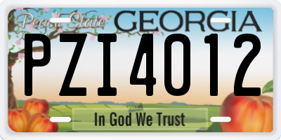 GA license plate PZI4012