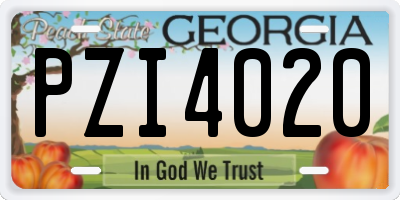 GA license plate PZI4020
