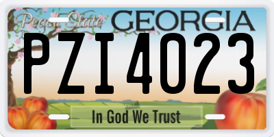 GA license plate PZI4023
