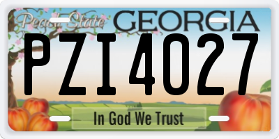 GA license plate PZI4027