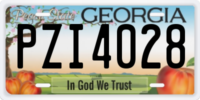 GA license plate PZI4028