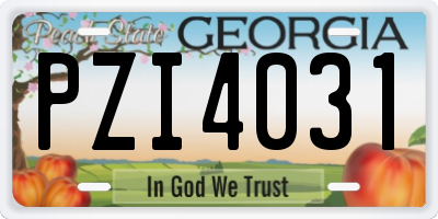 GA license plate PZI4031