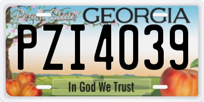 GA license plate PZI4039