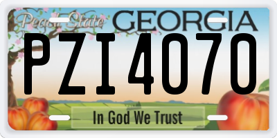 GA license plate PZI4070