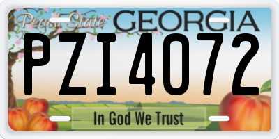 GA license plate PZI4072