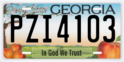 GA license plate PZI4103