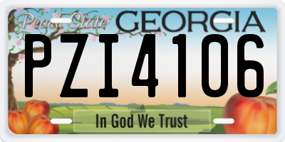 GA license plate PZI4106