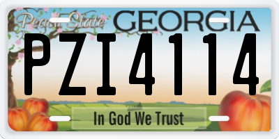 GA license plate PZI4114